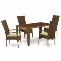 GUOS5-02A 5Pc Outdoor-Furniture Brown Wicker Dining Set