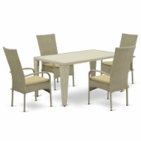 GUOS5-03A 5Pc Outdoor-Furniture Natural Color Wicker Dining Set