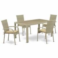 JUGU5-03A 5Pc Outdoor-Furniture Natural Color Wicker Dining Set