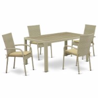 JUGU5-03A 5Pc Outdoor-Furniture Natural Color Wicker Dining Set