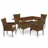OSBK5-02A 5Pc Outdoor-Furniture Brown Wicker Dining Set