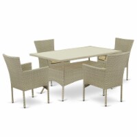 OSBK5-03A 5Pc Outdoor-Furniture Natural Color Wicker Dining Set