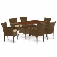 OSBK7-02A 7Pc Outdoor-Furniture Brown Wicker Dining Set