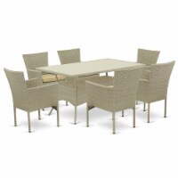 OSBK7-03A 7Pc Outdoor-Furniture Natural Color Wicker Dining Set