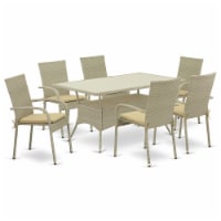 OSGU7-03A 7Pc Outdoor-Furniture Natural Color Wicker Dining Set