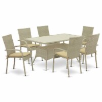 OSGU7-03A 7Pc Outdoor-Furniture Natural Color Wicker Dining Set