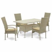 OSOS5-03A 5Pc Outdoor-Furniture Natural Color Wicker Dining Set
