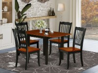 Table Set 5 Pcs- 4 Chairs & Table-Table Top-Black Wooden Frame.