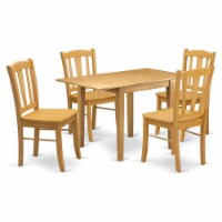 East West Furniture Norden 5-piece Wood Dining Table and Chair Set in Oak