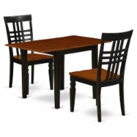 East West Furniture Norden 3-piece Dining Set with Panel Back in Black/Cherry