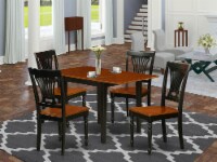 5Pc Dinette Set -Table & 4 Chair with Solid & Panel Back, Black & Cherry