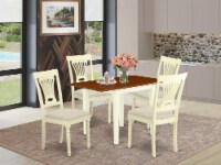 5Pc table Set Contains a Table & 4 Chairs with & Panel Back,Buttermilk & Cherry