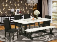 East West Furniture V-Style 6-piece Wood Kitchen Table Set in White and Black