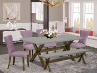 X797Ga740-6-6-Piece Table Set-4 Padded Parson Chair & a Table Solid Wood Frame