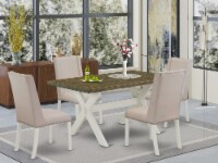 East West Furniture X-Style 5-piece Wood Table and Dining Chairs in White
