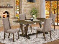 5-Piece table set Included 4 Chairs & Table with Jacobean Table Top - Jacobean