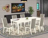 East West Furniture Dover 7-piece Wood Kitchen Table Set in Linen White