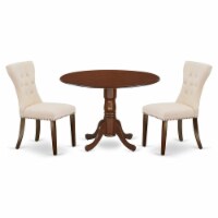 East West Furniture Dublin 3-piece Wood Dining Set in Mahogany/Light Beige