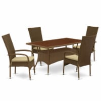 OSOS5-02A 5Pc Outdoor-Furniture Brown Wicker Dining Set