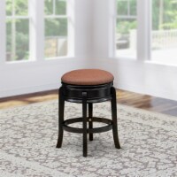 AMS024-112 Bar Stool- Backless Stool with Round Shape - Brown Roast PU leather