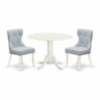 East West Furniture Dublin 3-piece Wood Dining Table Set in Linen White