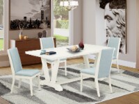 5Pc Table Set Offers a Table and 4 Chairs, Wirebrushed Linen White