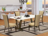 5Pc Kitchen Set Offers a Table & 4 Chairs with Brown Color Linen Fabric