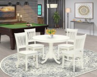 5-Pc Table Set- 4 Dining Room Chair and Wooden Dining Table Linen White