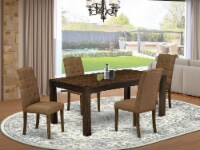 East West Furniture Lismore 5-piece Wood Dining Set in Jacobean Brown