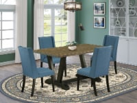 East West Furniture V-Style 5-piece Dining Set with Stylish Chair Back in Black
