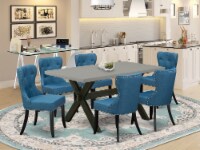X696SI121-7 7-Piece Dining Set- 6 Chairs-Table Top & Wooden Cross Legs-& Black