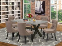 X696SI648-7 7-Piece Dining Set- 6 Chairs-Table Top & Wooden Cross Legs-& Black