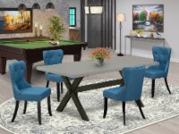 X697SI121-5 5-Piece Table Set- 4 Chairs-Table Top & Wooden Cross Legs-& Black