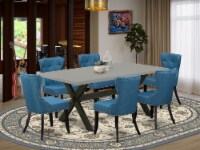 East West Furniture X-Style 7-piece Wood Dinette Set in Cement and Black