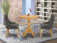 East West Furniture Eden 3-piece Wood Kitchen Table and Chairs in Oak