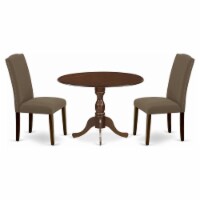 East West Furniture Dublin 3-piece Wood Dining Set in Mahogany/Dark Coffee