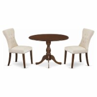 East West Furniture Dublin 3-piece Wood Dining Set in Mahogany/Light Tan