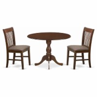 East West Furniture Dublin 3-piece Dining Set with Fabric Chairs in Mahogany
