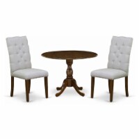 East West Furniture Dublin 3-piece Wood Dining Set in Walnut