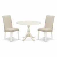 East West Furniture Dublin 3-piece Wood Dining Set in Linen White/Cream