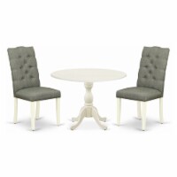 East West Furniture Dublin 3-piece Wood Dining Set in Linen White/Smoke
