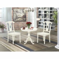 East West Furniture Antique 3-piece Dining Set with Napoleon Back in Linen White