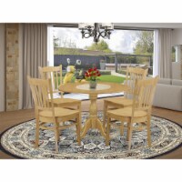 East West Furniture Dublin 5-piece Wood Table and Dining Chair Set in Oak