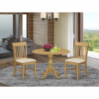 East West Furniture Dublin 3-piece Wood Dining Room Set with Fabric Seat in Oak
