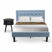 East West Furniture 2-piece Wood Platform Full Bedroom Set in Denim Blue/Navy