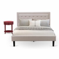 East West Furniture 2-piece Wood Fannin Queen Bedroom Set in Mist Beige/Black