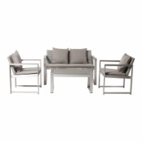 Pangea Home Chester 4-piece Aluminum Outdoor Sofa Set in Gray