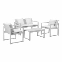 Pangea Home Chester 4-piece Aluminum Outdoor Sofa Set in White