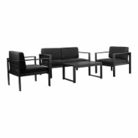 Pangea Home Karen 4-piece Modern Aluminum Frame Outdoor Sofa Set in Black