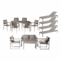 Pangea Home Chester 15-piece Modern Aluminum Patio Sofa Set in Gray